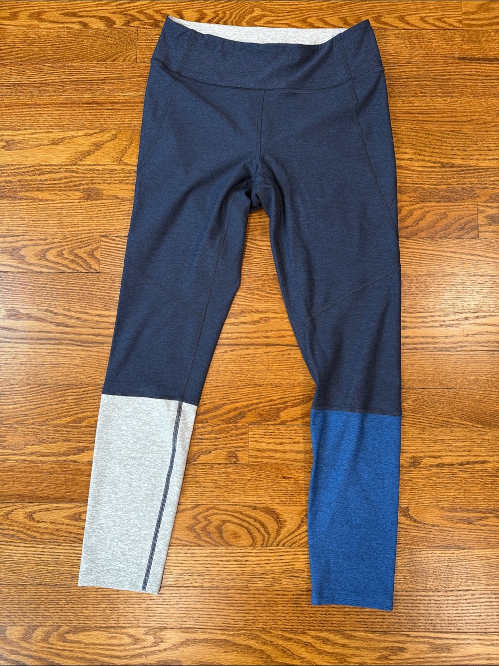 Outdoor Voices Colorblock Leggings in Navy, Heather Gray & Royal Blue